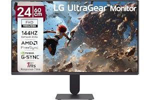 LG 24G411B 60 cm (24 Inch) Ultragear FHD(1920 x 1080) IPS Gaming Monitor, 1ms MBR, 144Hz, HDR10, NVIDIA G-Sync Compatible, AMD FreeSync, HDR10, HDMI, DP, HP Out, Anti-Glare, Slim Stand, Black