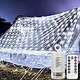 CCILAND 3M x 2M Battery Garden Net Lights, 200 LED Mesh Lights with Remote 8 Modes Fairy Lights String Outdoor Waterproof Dimmable for Backyard Bedroom Ceiling Patio Tree Decor (Cool White)