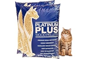 PLATINUM PLUS PELLETS Platinum Plus Cat Litter - Wood Pellet Cat Litter for Kittens & Small Animals - Premium Biodegradable Softwood for House Training 2 x 30L Bags (60L)