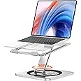 EOIWUY Laptop Stand with 360° Swivel Base, Portable Foldable Laptop Riser for Desk, Ergonomic Adjustable Computer Stand Holder for Team Work, Compatible with MacBook Pro/Air, HP (10-16")