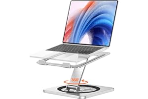 EOIWUY Soporte Portatil Mesa, [360° Giratoria Base] Elevador Portatil de Aleación Aluminio, Ergonómica & Plegable Laptop Stand para Trabajo en Equipo Compatible con MacBook Pro/Air, HP (10-16")