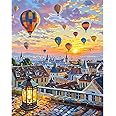 JATOK Paint by Numbers Kits for Adults, Painting Kits for Beginners On Colored Canvas, Easy DIY Acrylic Pigment Drawing Paintwork for Home Wall Decor, 16x20in Frameless, Hot Air Balloon