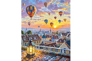 JATOK Paint by Numbers for Adults, Painting Kits for Beginners On Colored Canvas, Easy DIY Acrylic Pigment Drawing Paintwork for Home Wall Decor, 16x20in Frameless, Hot Air Balloon