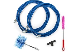 BARETTO Kit Pulizia Stufa a Pellet, Prolunga di 6 Metri per la Pulizia dei Tubi della Canna Fumaria con Curvatura a 90°, Scovolino multiuso, Manico e 1 Scovolo Flex in Nylon da 80 mm (6 M)