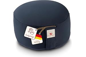 Navango® Cuscino Yoga | Cuscino Rotondo da Yoga | Altezza Cuscino 15 cm, Imbottitura Pula di Farro | Rivestimento Lavabile 100% Cotone | Fatto a Mano in Germania | Cuscino Meditazione - Zafu