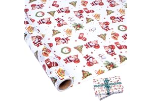 Larcenciel Rollo de Papel de Seda Navidad, 10 m x 43 cm Papel Seda para Envolver de Colores con Papá Noel Bonito, Exquisito Embalaje Regalo Navidad para Año Nuevo Fiesta Cumpleaño Manualidades Boda