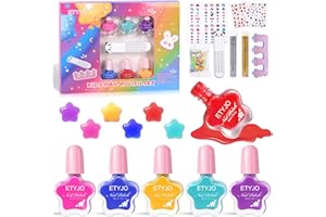 ETYJO Girls Nail Varnish Sets Kids - Non-Toxic Peel Off Nail Polish Kids 6 Colors Toddler Nail Varnish, Water-Based Children Nail Varnish Quick Dry Toddlers Teens Gift Kit