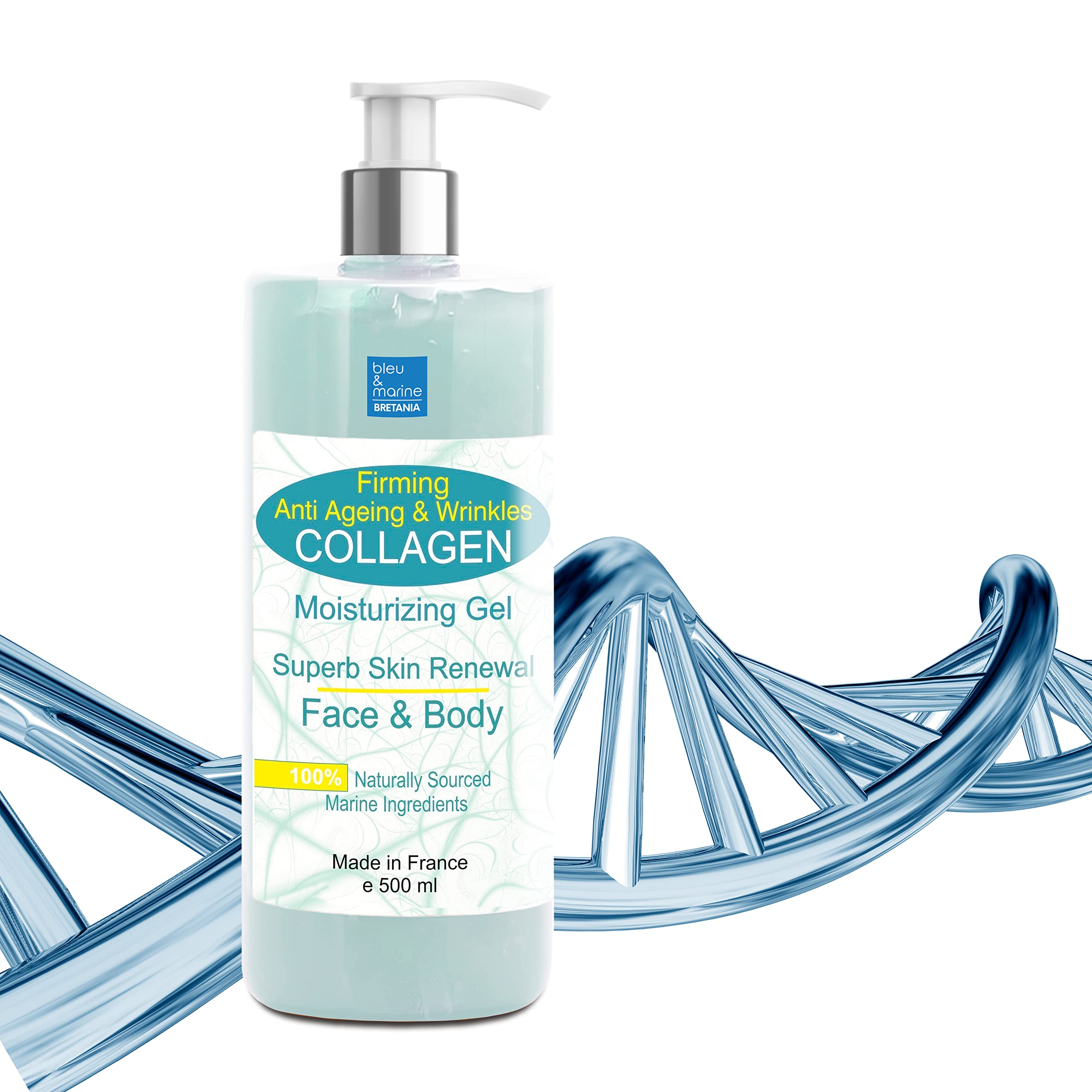 Gel de Colageno Antiedad Mujer y Hombre Conductor Radiofrecuencia Facial y Corporal Gel Reafirmante Cuerpo y Rostro Antiarrugas Contorno de Ojos Firmeza de la Piel - 500 ml