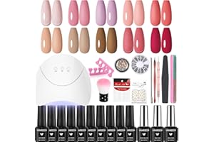 VANREESA Uñas Semipermanentes Kit Completo 10 Colores y Lámpara U V Kit Uñas Semipermanentes con Mate Top Coat Kit Manicura Semipermanente Regalos para Mujeres