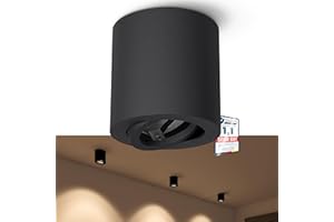 ‎LINOVUM linovum CORI Aufbauspot schwenkbar schwarz geeignet für GU10 & LED Module - runde Spot Aufbau Deckenleuchte 1 flammig Ø 80mm