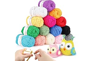YINVA Häkelgarn 15 Farben x 25g Acryl Wolle Zum Häkeln Wolle Zum Stricken Häkelwolle für Anfänger Crochet Yarn für Häkeln Stricken und Handwerk