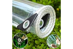 ‎LYQCZ Plane Transparent Mit ösen, Abdeckplane Durchsichtig wasserdichte, PVC Durchsichtig Plane Terassenplane Faltbar Reißfest Wetterfeste für außenbereich Camping Balkon Pavillon Garten (1x2m)