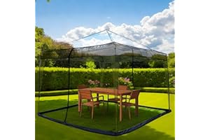 GOZYLA Moustiquaire pour pavillon 3x3m, filet anti-insectes zippé, pergola réglable, mailles fines, extérieur, noir, 300x300