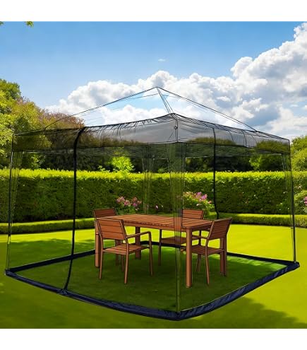 OKSTENCK Terrassen-Schirmnetz – 10 X 7,5 Fuß (ca. 3x2,3m) Hängenetz Aus Polyester Mit Reißverschluss Und Kordelzug