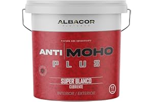 ALBACOR Pintura Blanca Antimoho Plus -11KG- Anticondensación Evita la Aparición de Hongos y moho en Paredes, Techos, Especial Baños, Liso Mate, Antihumedad (11 Kilos)