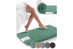 Beautissu BeauMare FL Tapis de Bain Absorbant et Antidérapant 100x60 cm – Tapis Shaggy Salle de Bain et WC Adapté au Chauffage au Sol – Tapis de Bain Vert et Moelleux & Extra Épais