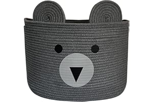 Bigepige Cesta de almacenamiento de juguetes, cesta de lavandería para niños, plegable, cesta de cuerda tejida para bebé, dormitorio, caja de almacenamiento de juguetes para niños y niñas y gatos (M)