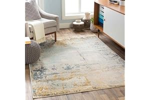 Surya Lublin - Tappeto moderno astratto per soggiorno, sala da pranzo, camera da letto, morbido, astratto boho, a pelo corto, per una facile manutenzione, 220 x 160 cm, colore giallo senape