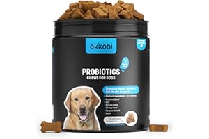 OKKÖBI Probiotics for Dogs Chews 150PCs - Digestive, Gut Health & Diarrhea Support - Probiotic Chews For Dogs - Vet approved US Formula with Dog Probiotics, Enzymes & Natural Ingredients - Chicken