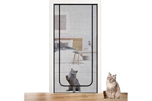 BYZESTY Siatka dla kota na balkon – ochrona przed drzwiami dla zwierząt domowych, siatka na drzwi z zamkiem błyskawicznym, bezpieczna dla zwierząt domowych, siatka na drzwi balkonowe, do salonu, kuchni,