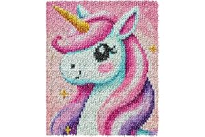 YOOTOM Kit de Tapis de Crochet à Point Noué di Coussin au Crochets à Loquet Bricolage,tapis noeud noué, Noël Création de Tapis à Crocher pour Adultes et Enfants, Latch Hook Kits 50x38cm