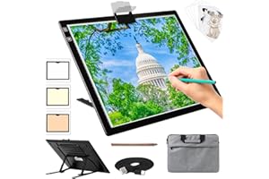 TSOCOS Tableau lumineux A3 pour peinture au diamant – Boîte lumineuse rechargeable avec sac de transport, 3 couleurs à intensité variable, 6 niveaux de luminosité, bloc lumineux portable alimenté par piles