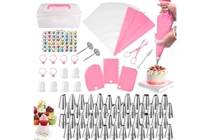 Fishoney Douille Patisserie Professionnelle, Kit Patisserie, Patisserie Accessoire, Ustensiles à Pâtisserie, Accessoire Patisserie, Douilles Pâtisserie, Poche a Douille Patisserie (120Pcs/Rose)…