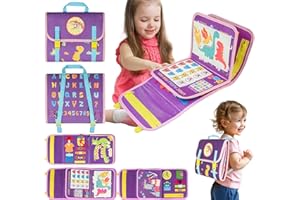 Homewit Busy Board od 1, 2, 3, 4 lat, zabawka edukacyjna, zabawka podróżna dla dzieci, nadaje się jako prezent urodzinowy dla dziewczynek w wieku 1-4 lat, do nauki umiejętności życiowych