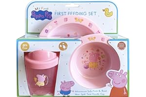 SOLUTION EU LIMITED Peppa Pig Baby's First Feeding Set. Non-Spill Cup, Plate and Bowl, 12474