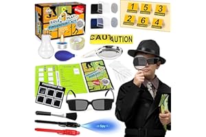 Kit Détective Enfant Espionnage Materiel Enfant Empreintes Détective Expérience de Détective avec Déguisement de détective Jeu de rôle éducatifs Scientifiques Jouet Cadeau pour Enfant 5 6 7 8 9 10 ans