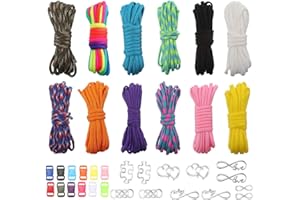 upain Pack of 12 Paracord Cord 550 Paracord Ropes Cords DIY Bracelet Bands Set with 12 Quick Release Buckles 12 Pendants for Bracelets Key Chain Dog Collar Lead Outdoor Activities