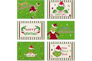 Ohok Set di 4 tovagliette natalizie, 30,5 x 45,7 cm, decorazione natalizia per feste e cene (Natale Grinch Merry Grinchmas)