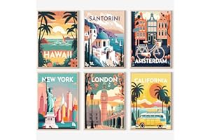 YALKIN 6 Stück Malen Nach Zahlen Erwachsene, Paint by Numbers Malen Nach Zahlen, DIY Landschaft mit Pinseln und Acrylfarben Handgemalt Ölgemälde Leinwand für Home Décor, Ohne Rahmen (20x30cm)