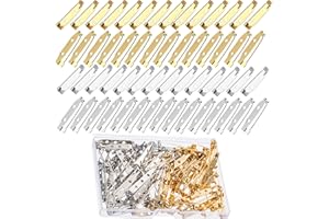 HUAZIZ 200 Pezzi Pin Spilla Fermagli per Spilla Chiusura con Scatola Plastica, Spille da Balia,2 Formati 25 mm, 30 mm, (Oro e Argento)