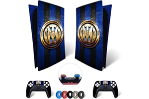 MaD Vision® Extra-Durable Skin Set per PS5 Digital + 5 Paia di Aiming Rings | Pellicola Adesiva in Vinile Opaco per PlayStation 5 + 2 Controllers - per Inter Design