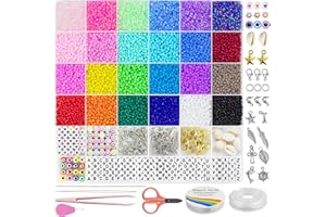 DAZHQP 3mm Perlen Für Armbänder,Armbänder Selber Machen Mit Glasperlen, Perlen Set Zum Auffädeln,Perlenset für Weihnachten Partys Kinder Feiertage DIY Bracelet Making Kit Halsketten Handwerk (3mm)
