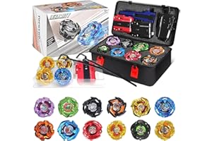 DEZAWRTY X Battling Set, 12 Spinning Tops, 3 Launchers and 1 Grip with Storage Box, Battle Gyro Pack with Portable Case, Kids Toys Birthday Gift Ideal for 6+ Years Old Boys