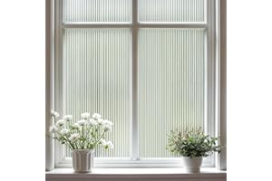 DARUITE Pellicola per Vetri Finestre Effetto Vetro Rigato 90x200cm, Pellicola Adesiva per Vetri Anti UV Decorative Elettrostatica Autoadesive Pellicola Privacy Finestre per Casa Ufficio