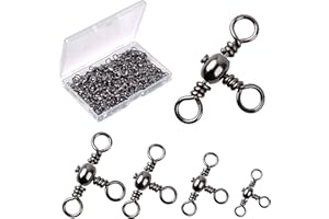 SHADDOCK Three Way Cross-line Fishing Swivels T-shape Swivel Connector Barrel Swivels Triple Solid Ball Bearing Fast Rolling Swivels Tackle Accessories
