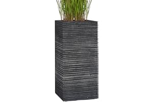 ‎PFLANZWERK Pflanzwerk® Pflanzkübel Tower Groove Anthrazit 50x23x23cm *Frostbeständiger Blumenkübel* *UV-Schutz* *Qualitätsware*