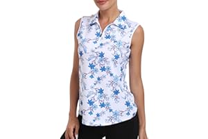 MoFiz Women's Sleeveless Tops Lady-fit Golf Polo Shirts Casual Sports Work Tennis T-Shirts