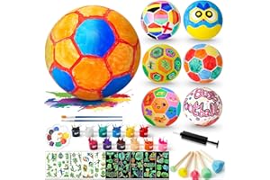 vamei Fußball Malset Bastelset Kinder 6 Stk Fußball DIY Malset mit Pigment Aufkleber Fussball Geschenke Spielzeug Jungen Mädchen Bastelset für 3 4 5 6 7 8 9 10 Jahre