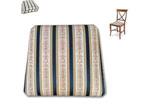 FACILCASA 2 Asientos de Tela, Funda Acolchada para Asiento de Repuesto para Silla clásica, a Rayas Imperio (37,5 x 33 cm)