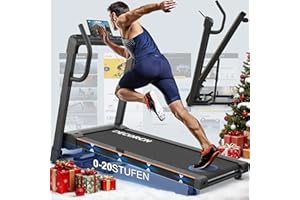 Decorcn Laufband für Zuhause - 4,5 PS, bis 16 km/h. Profi Große Lauffläche Laufband Klappbar, 20 Neigungsstufen Leise Walking Pad mit interaktivem LCD-Display & Bluetooth, bis 150KG