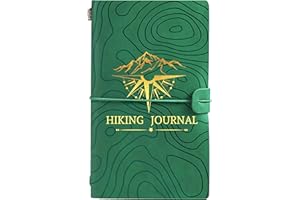 INNOBETA Hiking gifts Leather Journal Notebook, for Hiking Lovers, Girls, Women, men on Christmas, Birthday,Embossed Sketchbook, Travel Diary, Lined Planner, 7x5 Inches - Green