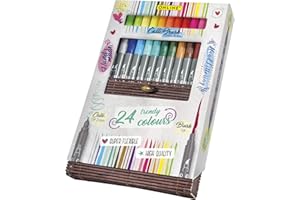 Online Calli.Brush - Juego de 24 rotuladores de punta doble con punta de caligrafía y punta de pincel (punta de pincel)