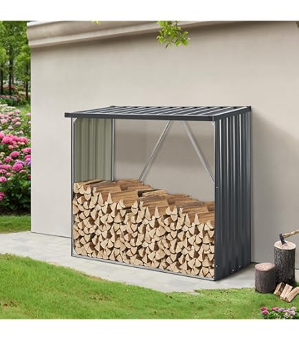 Casetta Legna Da Esterno - Portalegna In Acciaio Zincato 120x45x140 Cm - Foto 7