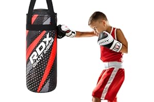 RDX Kids Punch Bag with Gloves, Junior 2FT Filled Hanging Set, Maya Hide Leather, MMA Muay Thai Punching Kickboxing Taekwondo Karate Training Grappling Workout Fitness, Youth Children, Boys Girls Gift