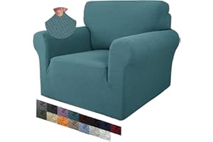 MAXIJIN Fundas Creativas de Jacquard para sillas para Sala de Estar, Fundas elásticas Antideslizantes para sillas con Brazos para Perros, Funda elástica de 1 Pieza (1 Plaza, Azul Pavo Real)