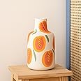 Jarrón Papayas | Cerámica de calidad, pintada a mano, para plantas, flores o pampas secas | jarrón con un diseño alegre para 